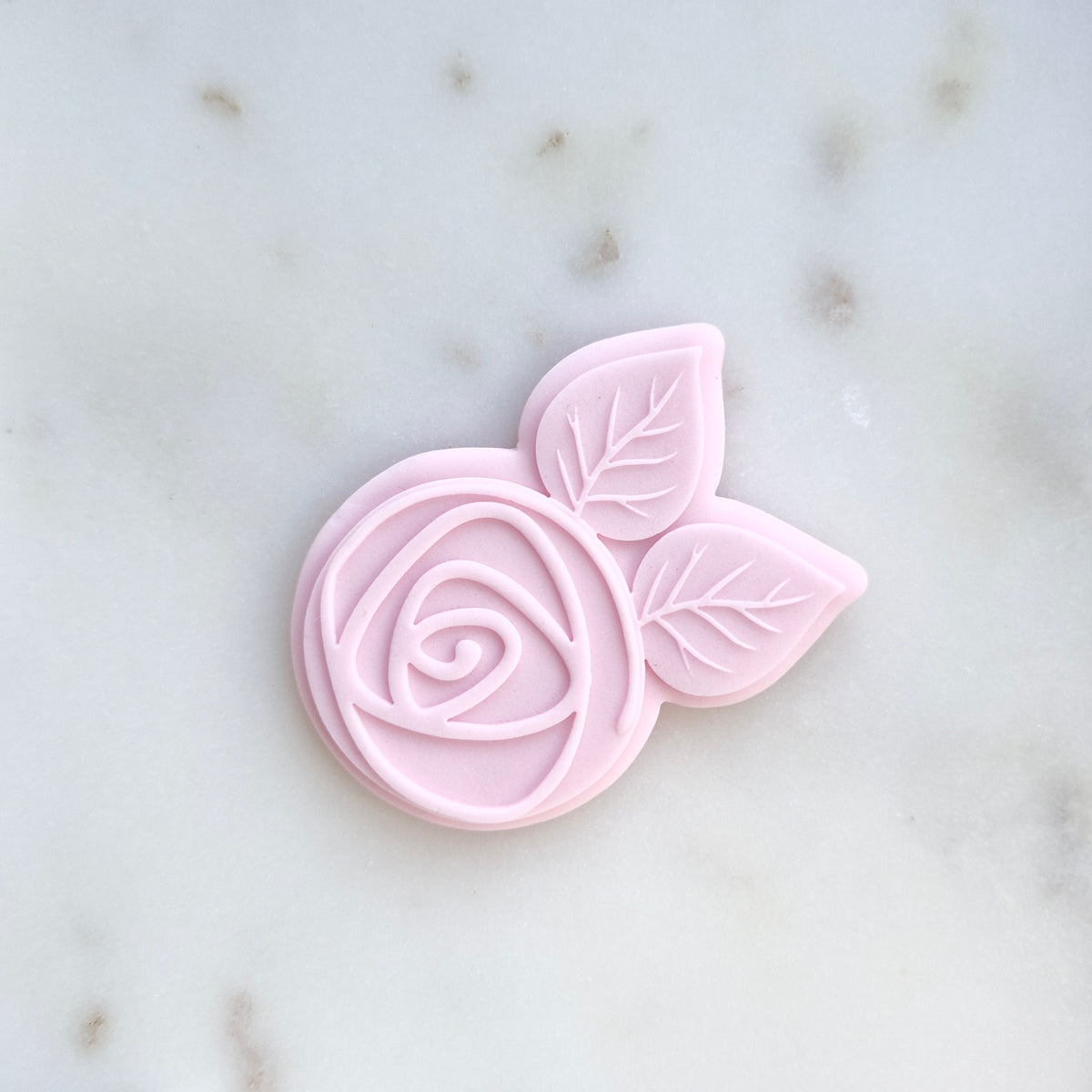 Rose Bud with Leaves Cookie Cutter and Deboss Stamp zoom in