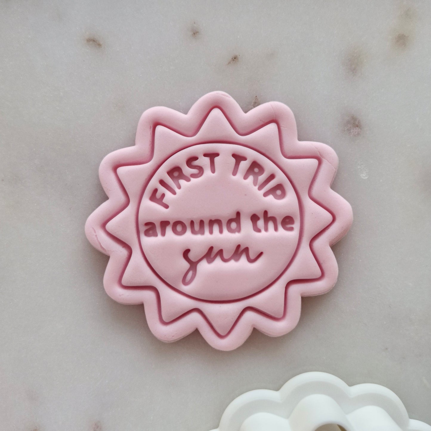 First Trip Around the Sun Cookie Cutter and Stamp zoomed in