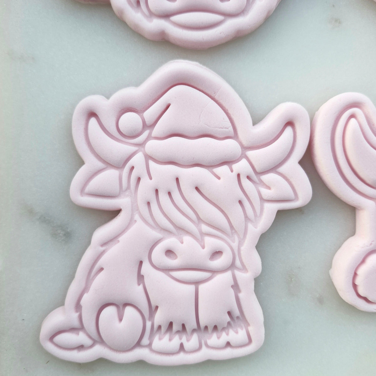 Christmas Cowboy Set Cookie Cutter and Stamp highland cow with santa hat Christmas Highland Cow Cookie Cutter and Stamp