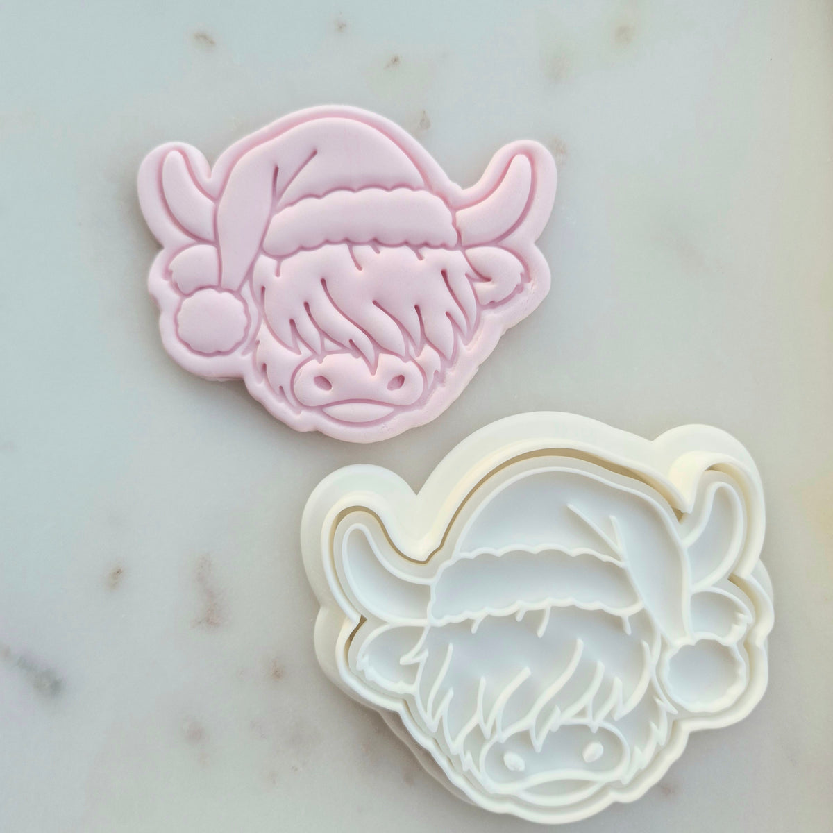 Christmas Highland Cow Head Cookie Cutter and Stamp
