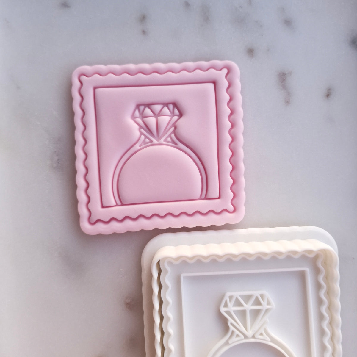 Ring in Postage Stamp Cookie Cutter and Stamp zoomed out
