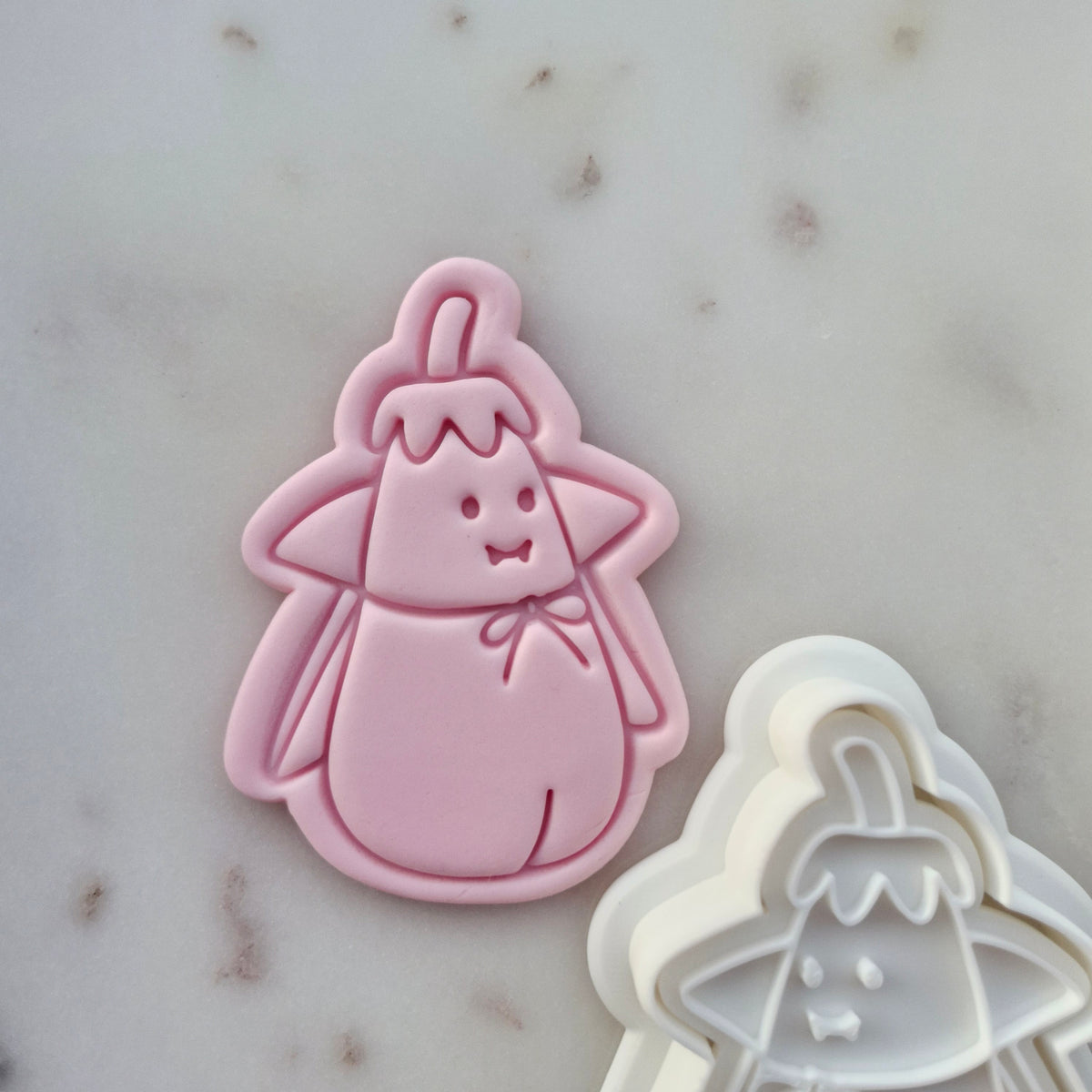 Amusable Vampire Eggplant Plush Cookie Cutter and Stamp zoomed in