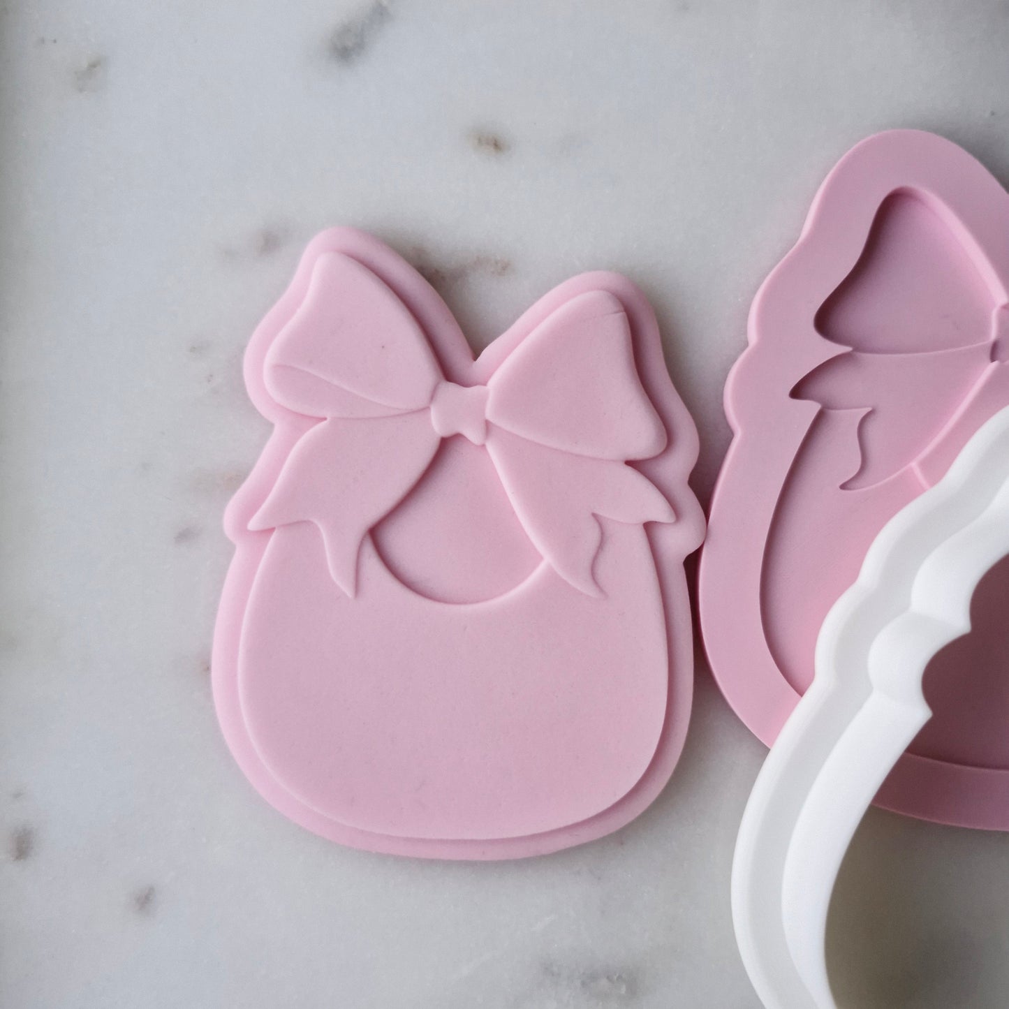 Bib with Bow Cookie Cutter and Stamp zoomed in
