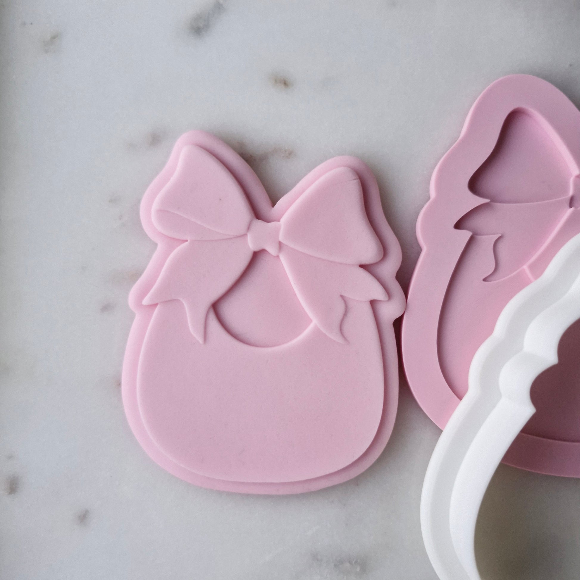 Bib with Bow Cookie Cutter and Stamp zoomed in
