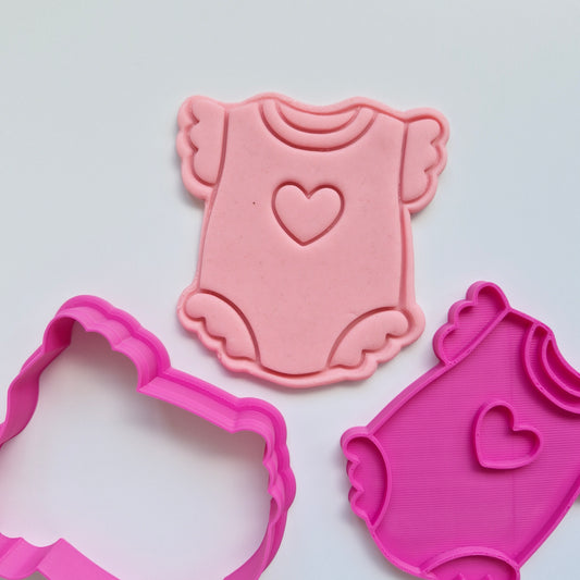 Baby Onesie with Love Heart, Cookie Cutter and Stamp