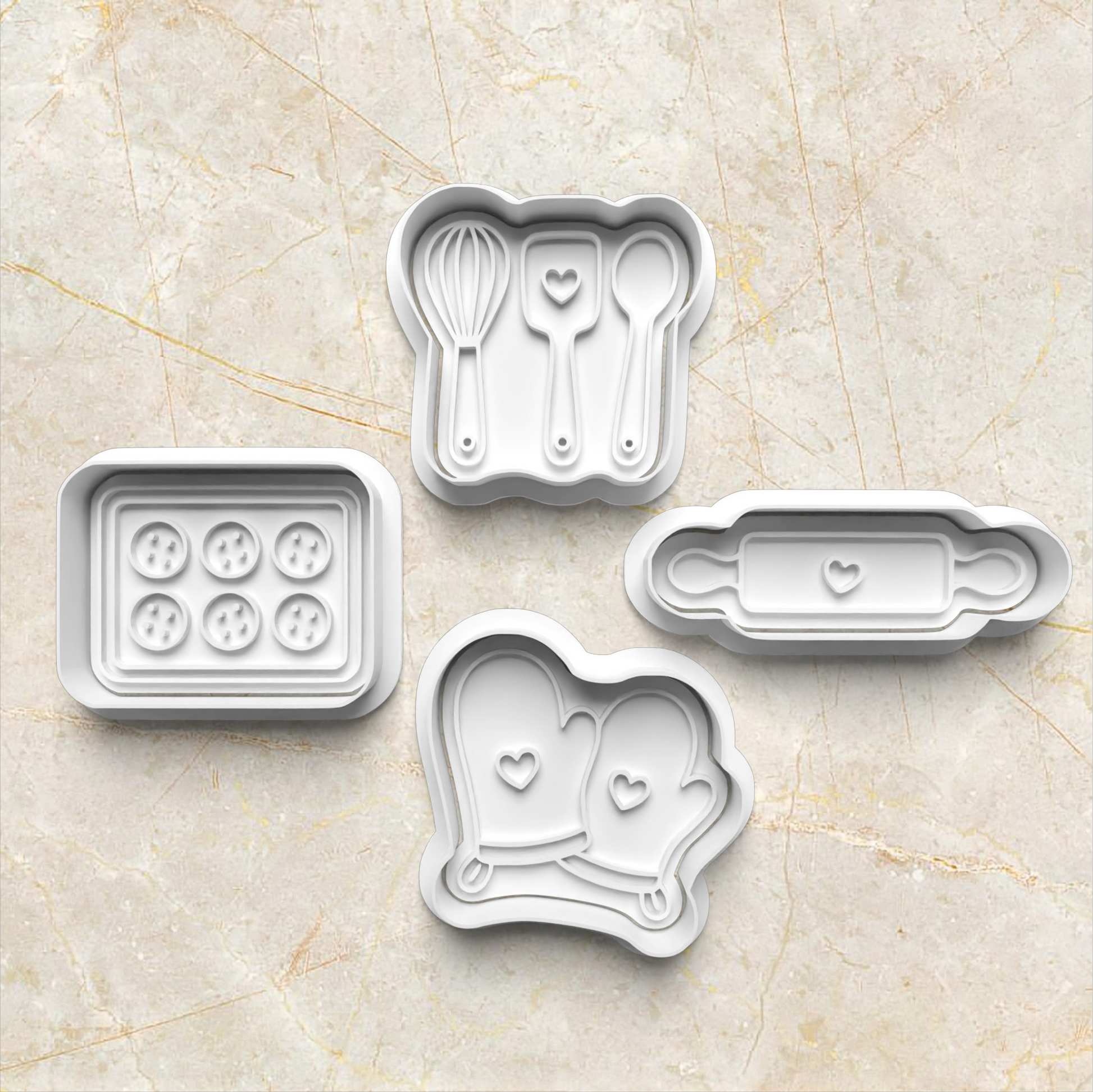 Baking Theme Cookie Cutter and Stamp set