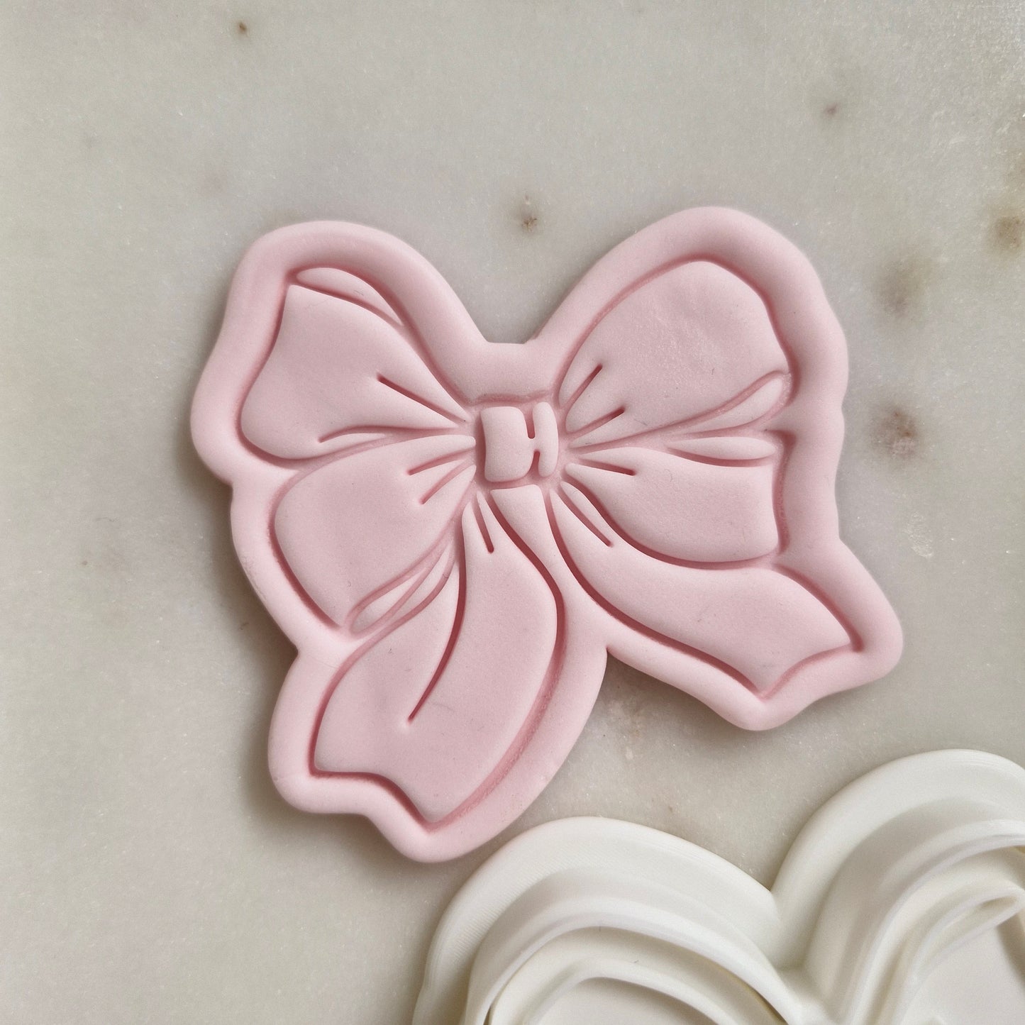 Ballerina Bow Cookie Cutter and Stamp zoomed in 