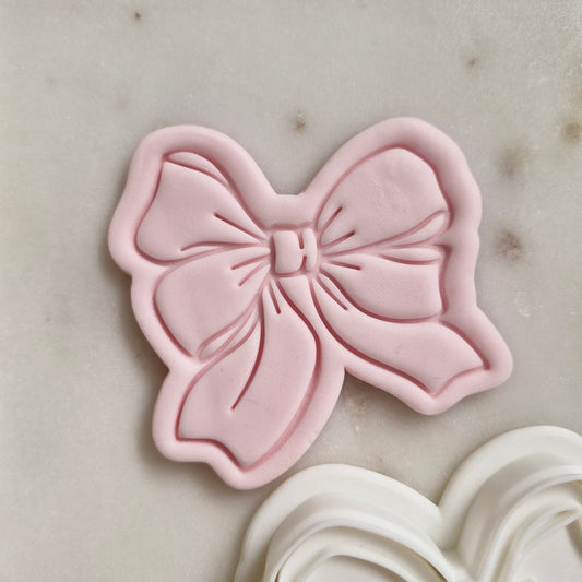 Ballerina Bow Cookie Cutter and Stamp zoomed in 