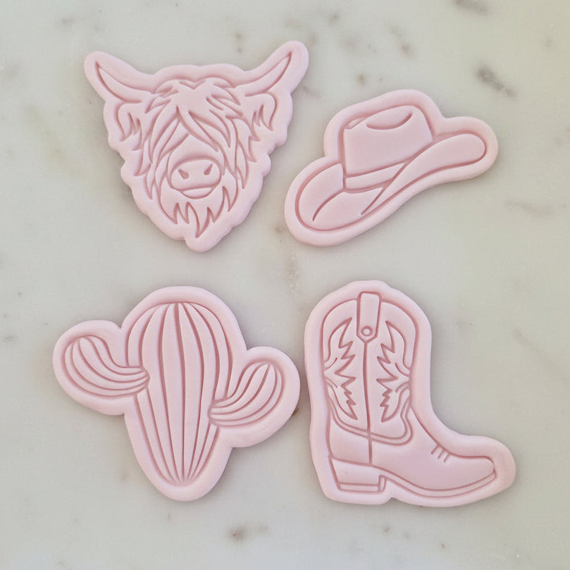 Basic Cowboy Set Cookie Cutter and Stamp set of 4