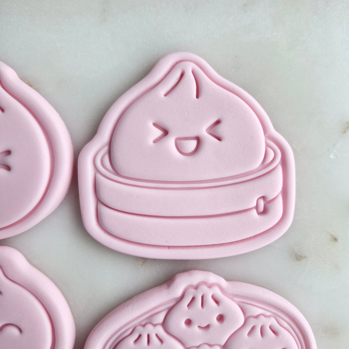 Basic Dumpling Set Cookie Cutter and Stamp dumpling in tray Squinty Dumpling in Box Cookie Cutter and Stamp