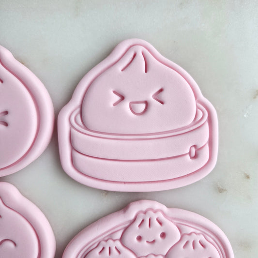 Basic Dumpling Set Cookie Cutter and Stamp dumpling in tray Squinty Dumpling in Box Cookie Cutter and Stamp