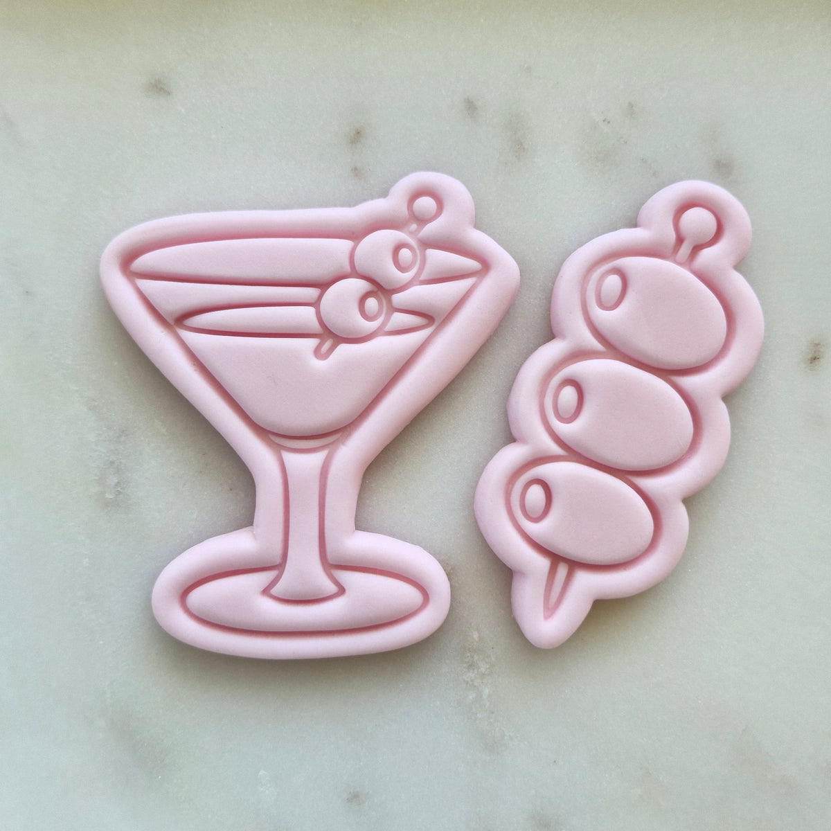 Basic Martini with Olives Set Cookie Cutter and Stamp set of 2