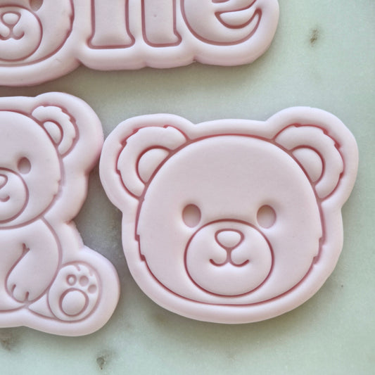 Beary First Birthday Set Cookie Cutter and Emboss Stamp bear head Basic Bear Head Cookie Cutter and Stamp zoomed in