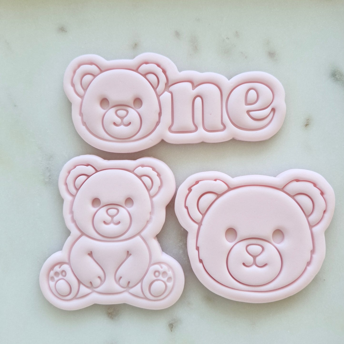 Beary First Birthday Set Cookie Cutter and Emboss Stamp set of 3