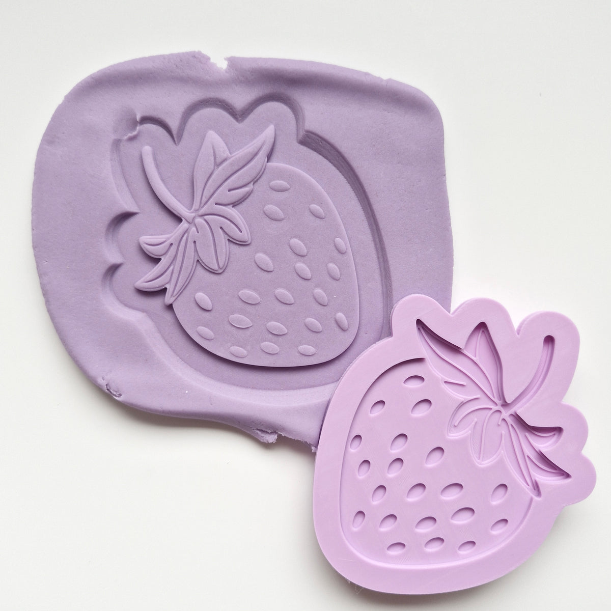 Strawberry Cookie Cutter and Deboss Stamp zoomed in