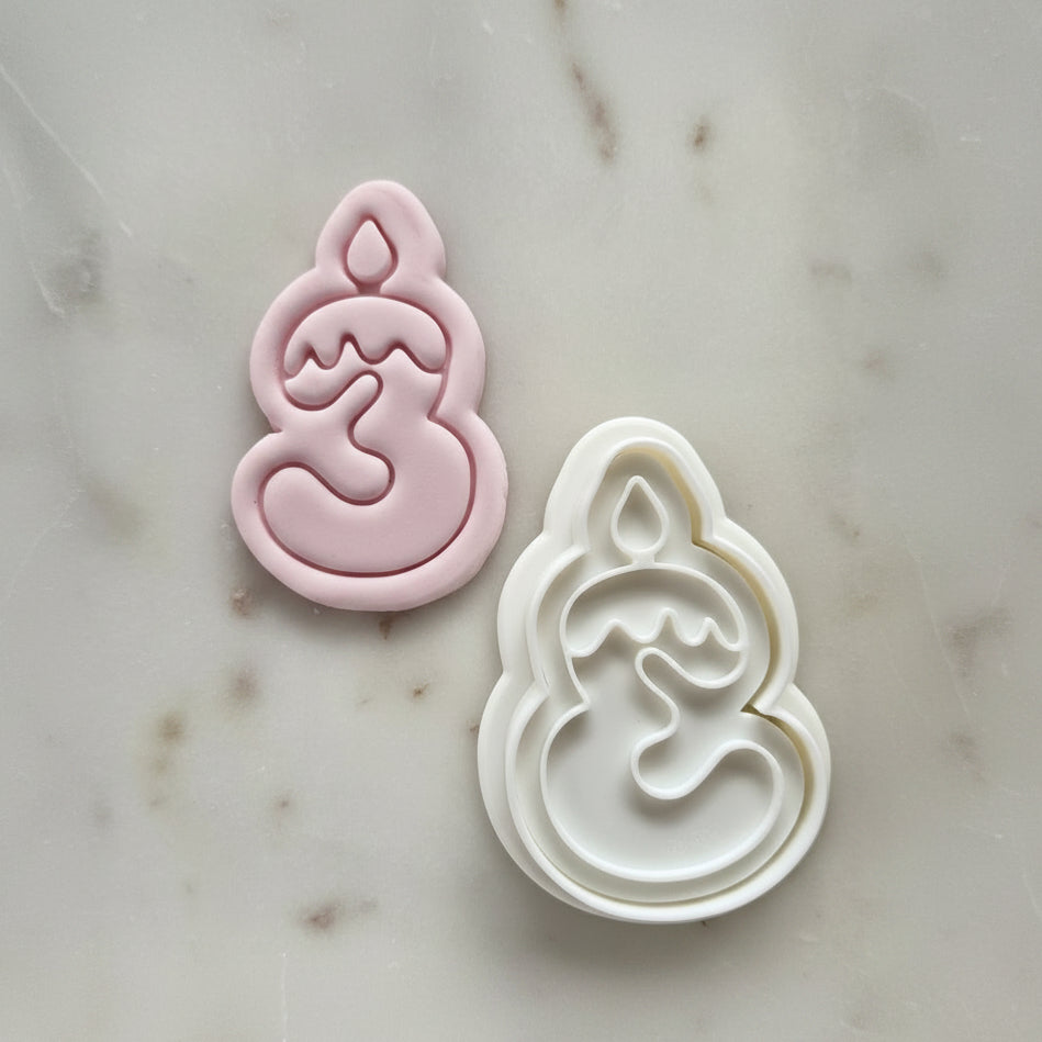 Birthday Candle Number 3 Cookie Cutter and Stamp zoomed out