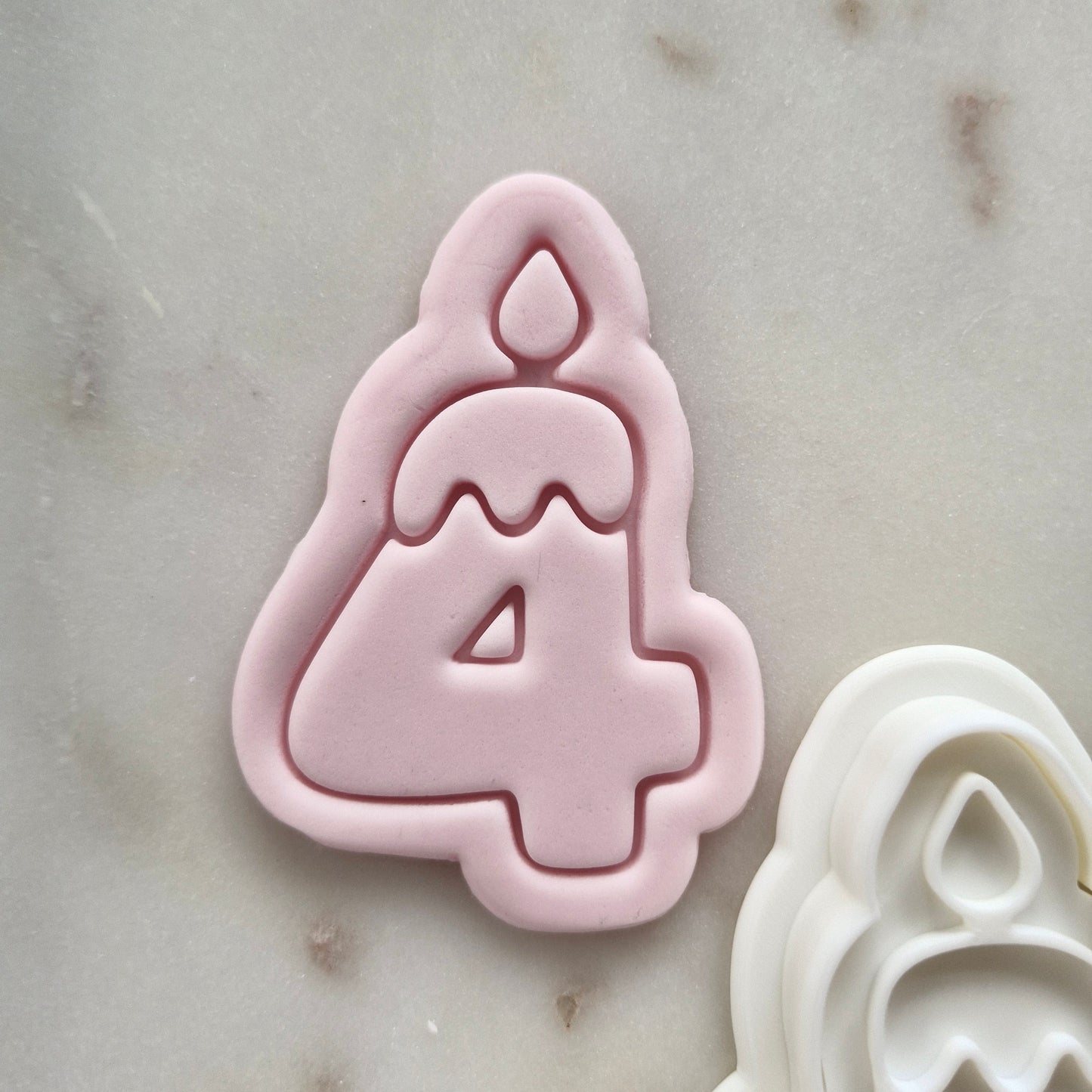 Birthday Candle Number 4 Cookie Cutter and Stamp zoomed in