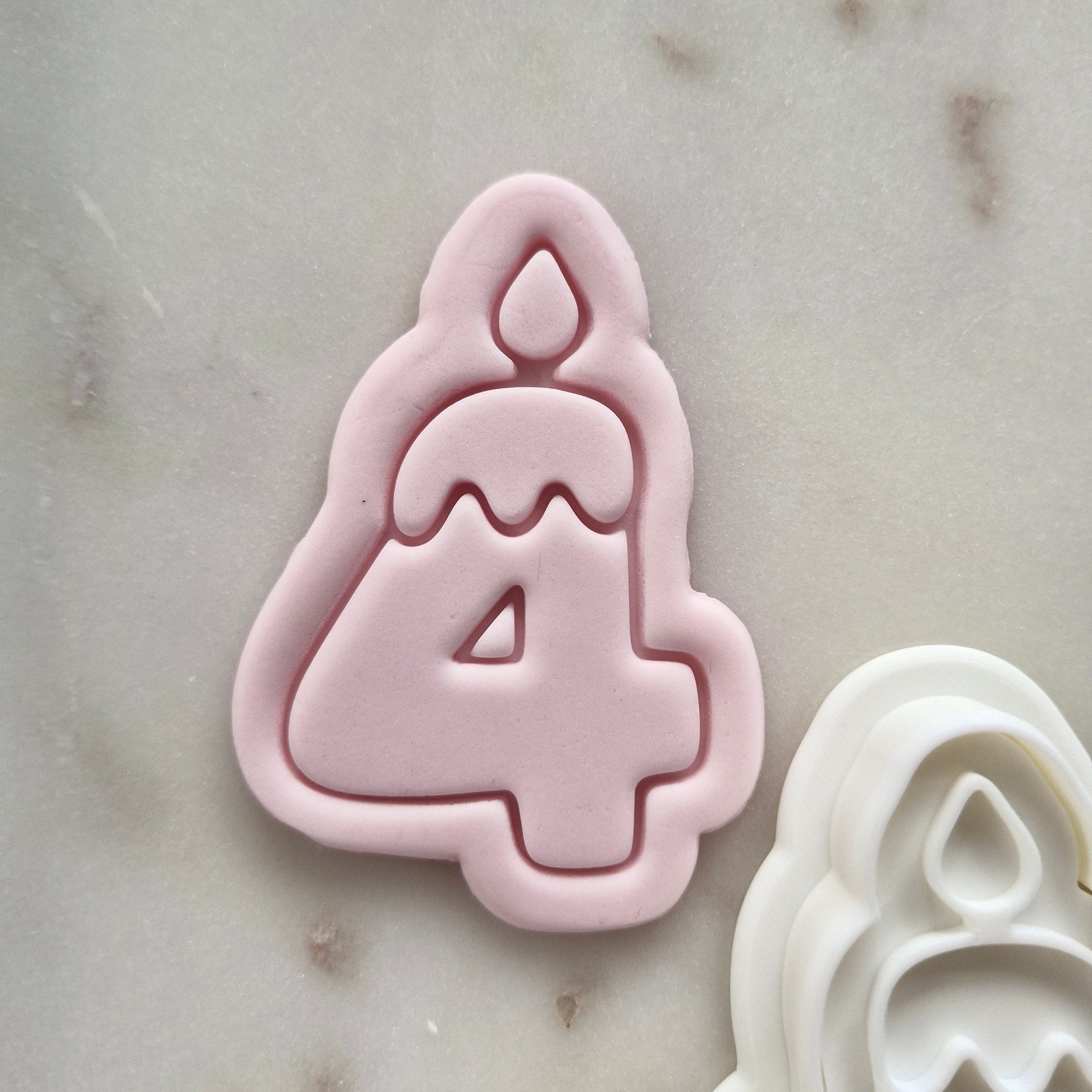 Birthday Candle Number 4 Cookie Cutter and Stamp zoomed in