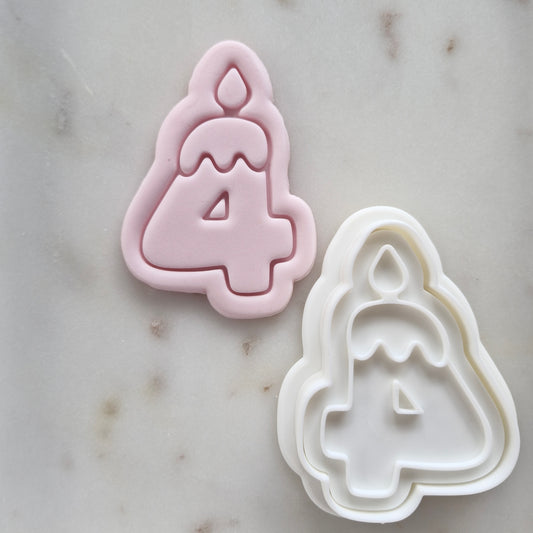 Birthday Candle Number 4 Cookie Cutter and Stamp zoomed out