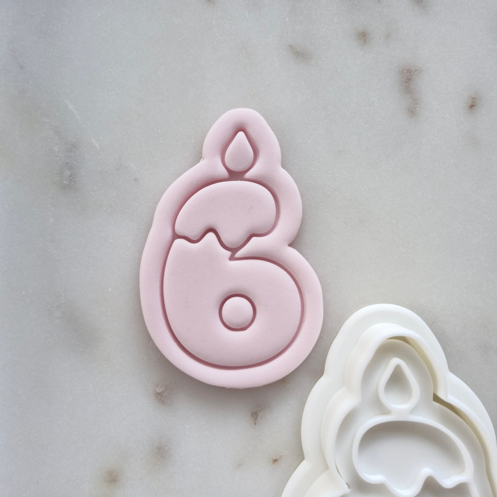 Birthday Candle Number 6 Cookie Cutter and Stamp zoomed in 