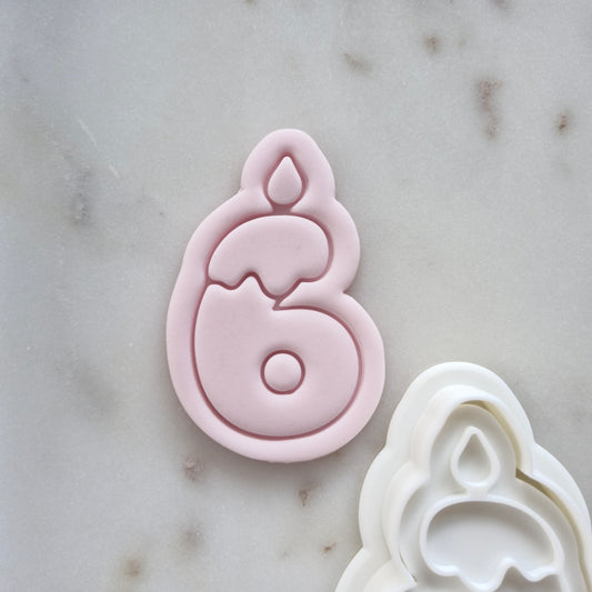 Birthday Candle Number 6 Cookie Cutter and Stamp zoomed in 