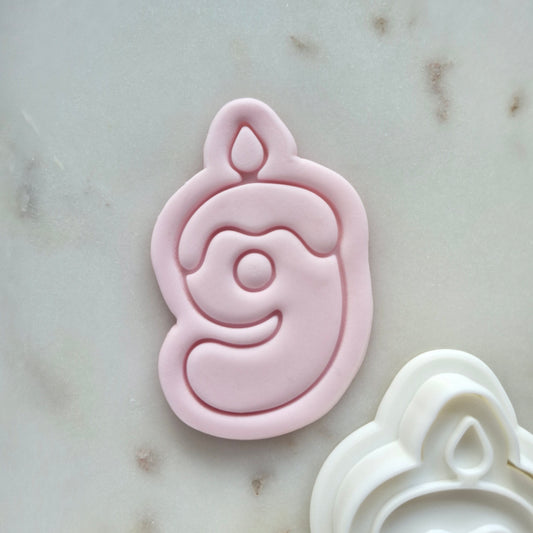 Birthday Candle Number 9 Cookie Cutter and Stamp zoomed in 