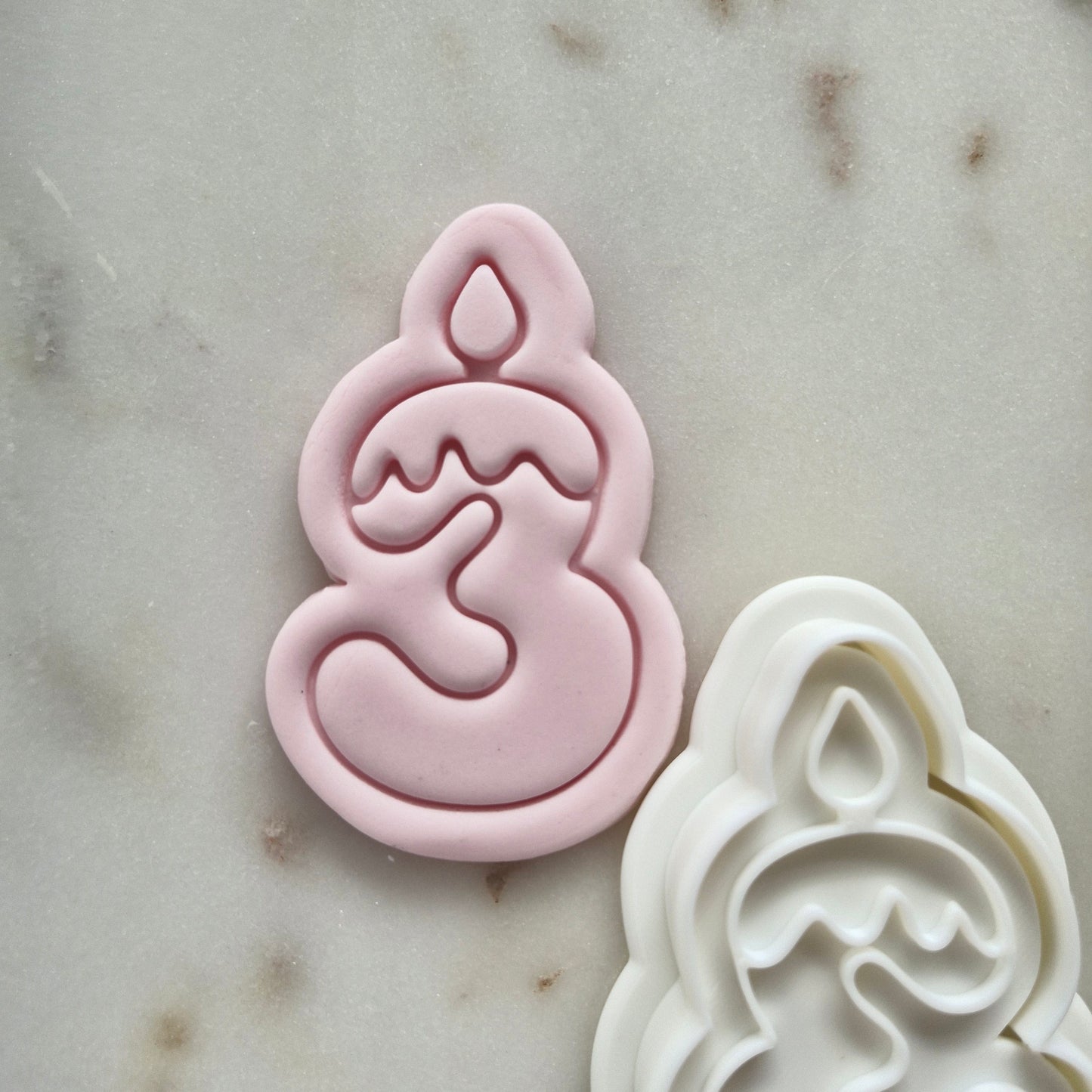Birthday Candle Number 3 Cookie Cutter and Stamp zoomed in