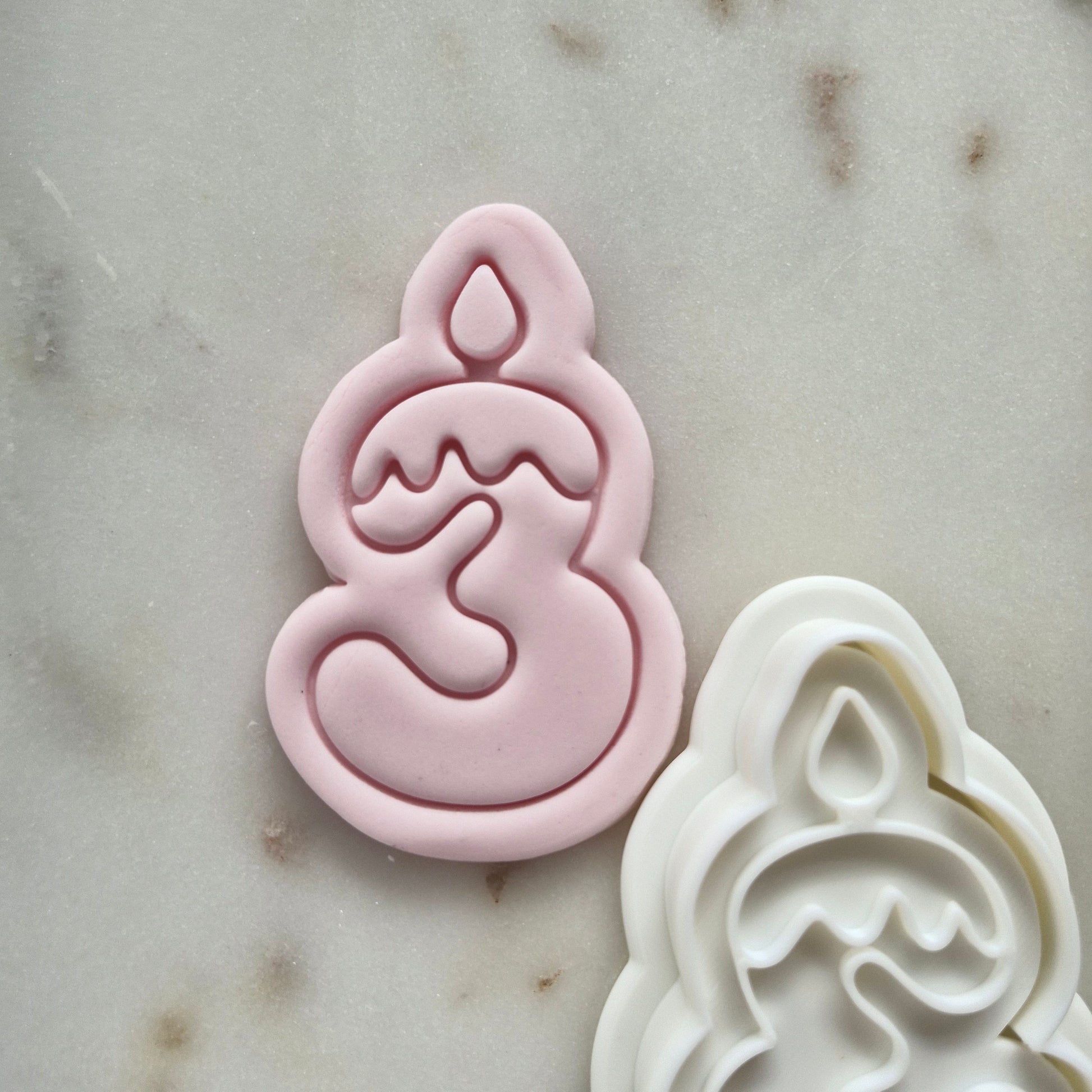 Birthday Candle Number 3 Cookie Cutter and Stamp zoomed in