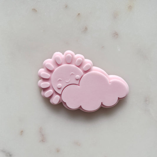 Blushing Sun Behind Cloud Cookie Cutter and Stamp zoomed in
