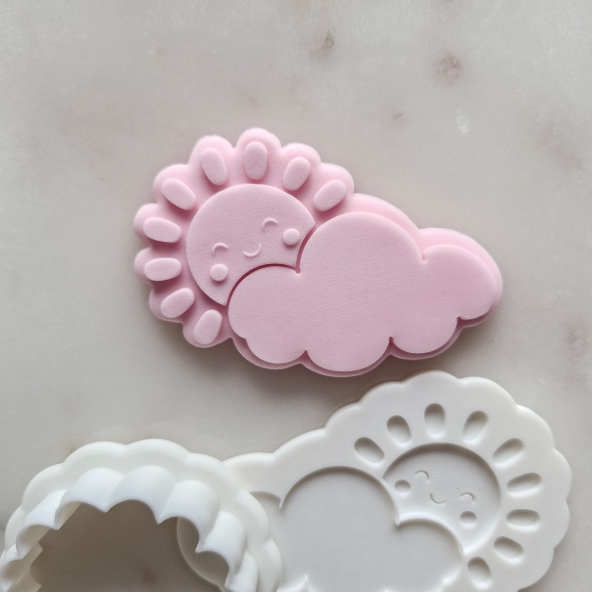 Blushing Sun Behind Cloud Cookie Cutter and Stamp zoomed out