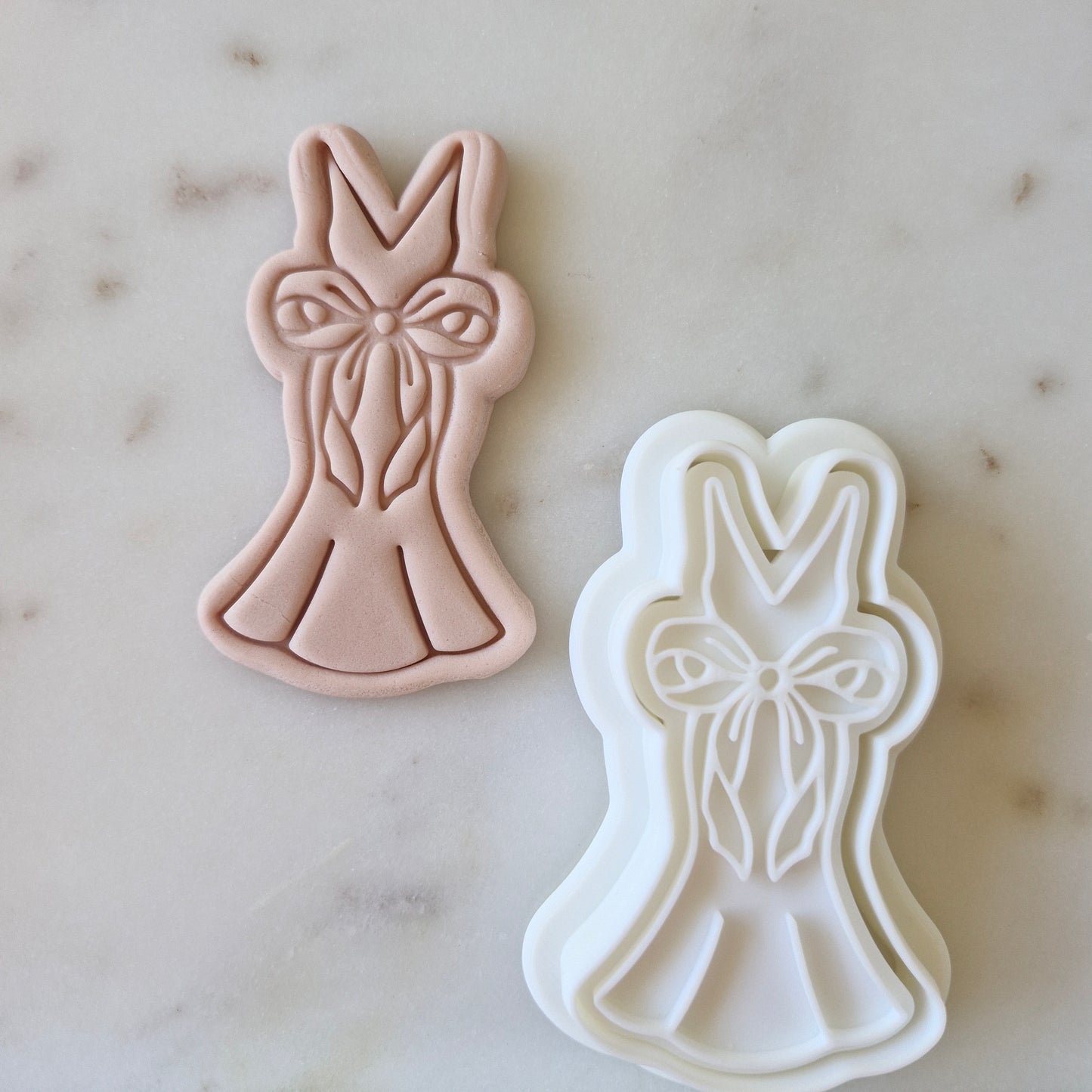 Coquette Wedding Dress Cookie Cutter and Stamp zoomed out