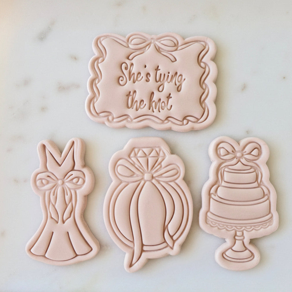 She's Tying the Knot Set Cookie Cutter and Stamp set