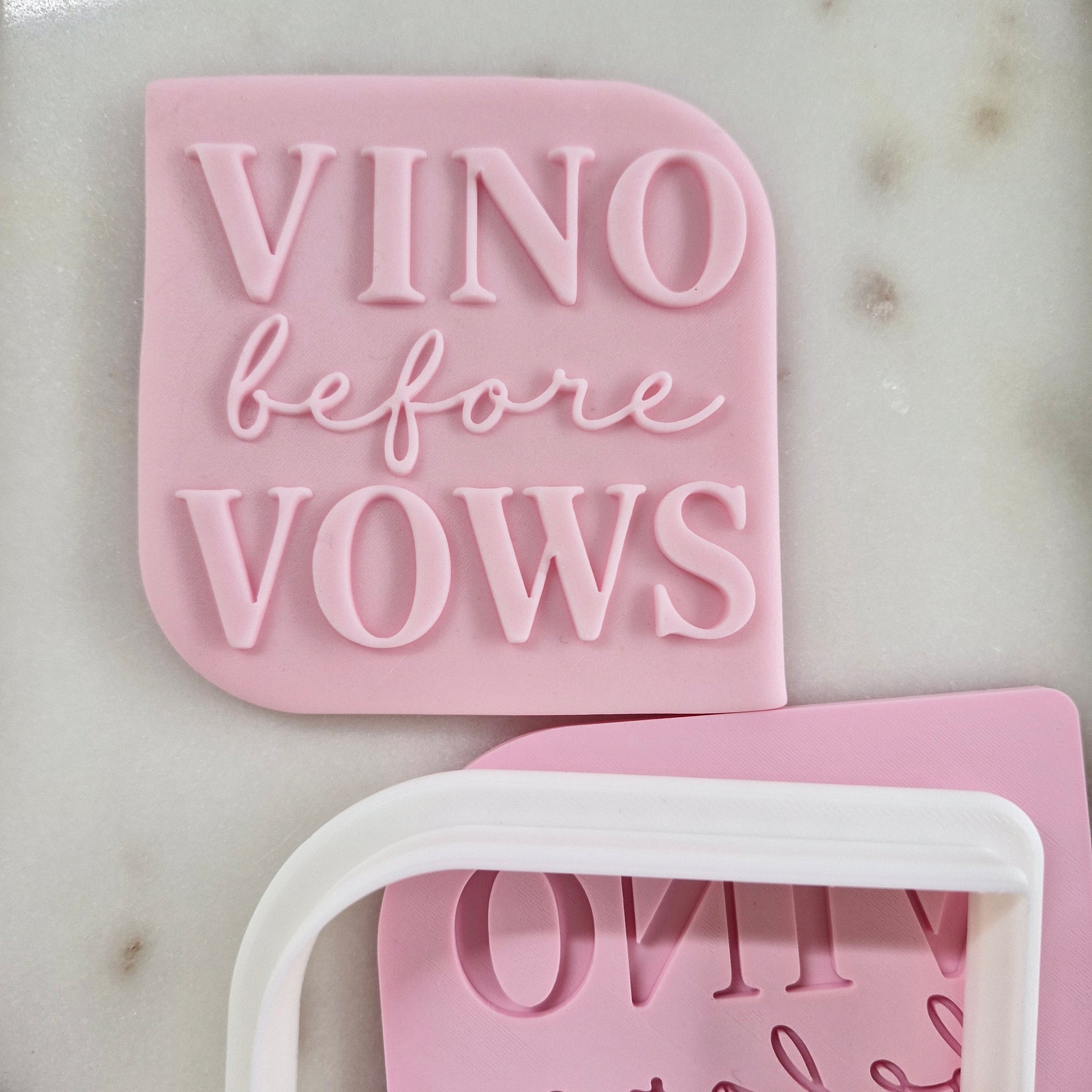 Vino Before Vows Cookie Cutter and Deboss Stamp zoomed out