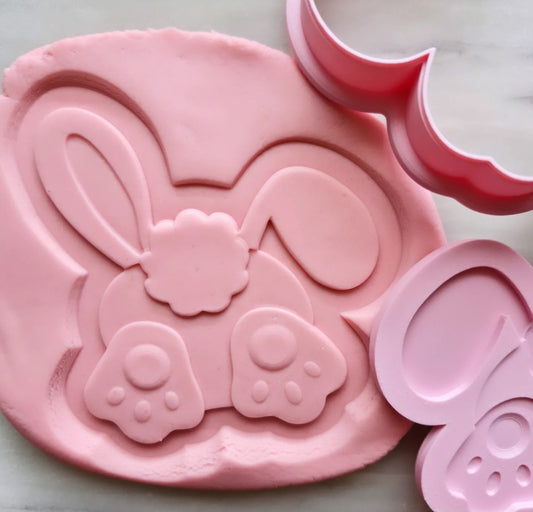 bunny bum with ears stamped onto fondant Bunny Bum Cookie Cutter and Deboss Stamp
