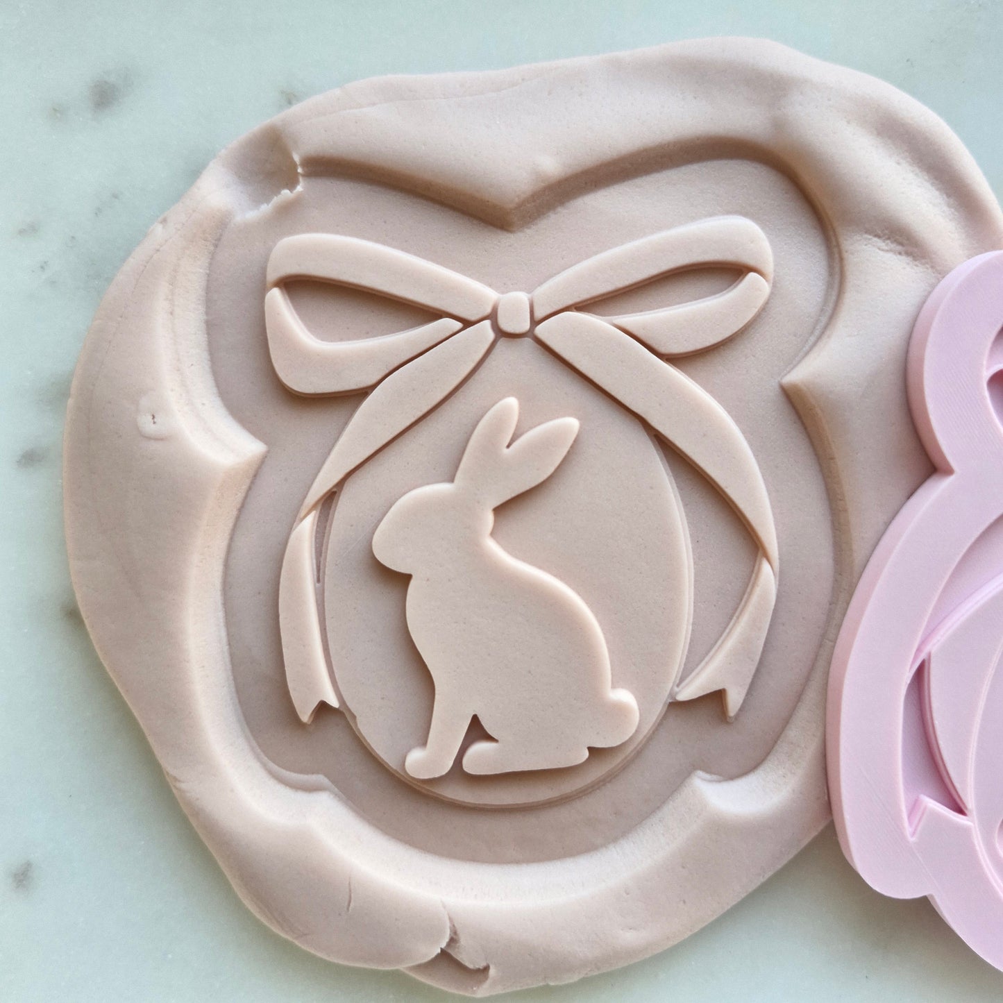 Bunny in Egg with Bow, Cookie Cutter and Stamp