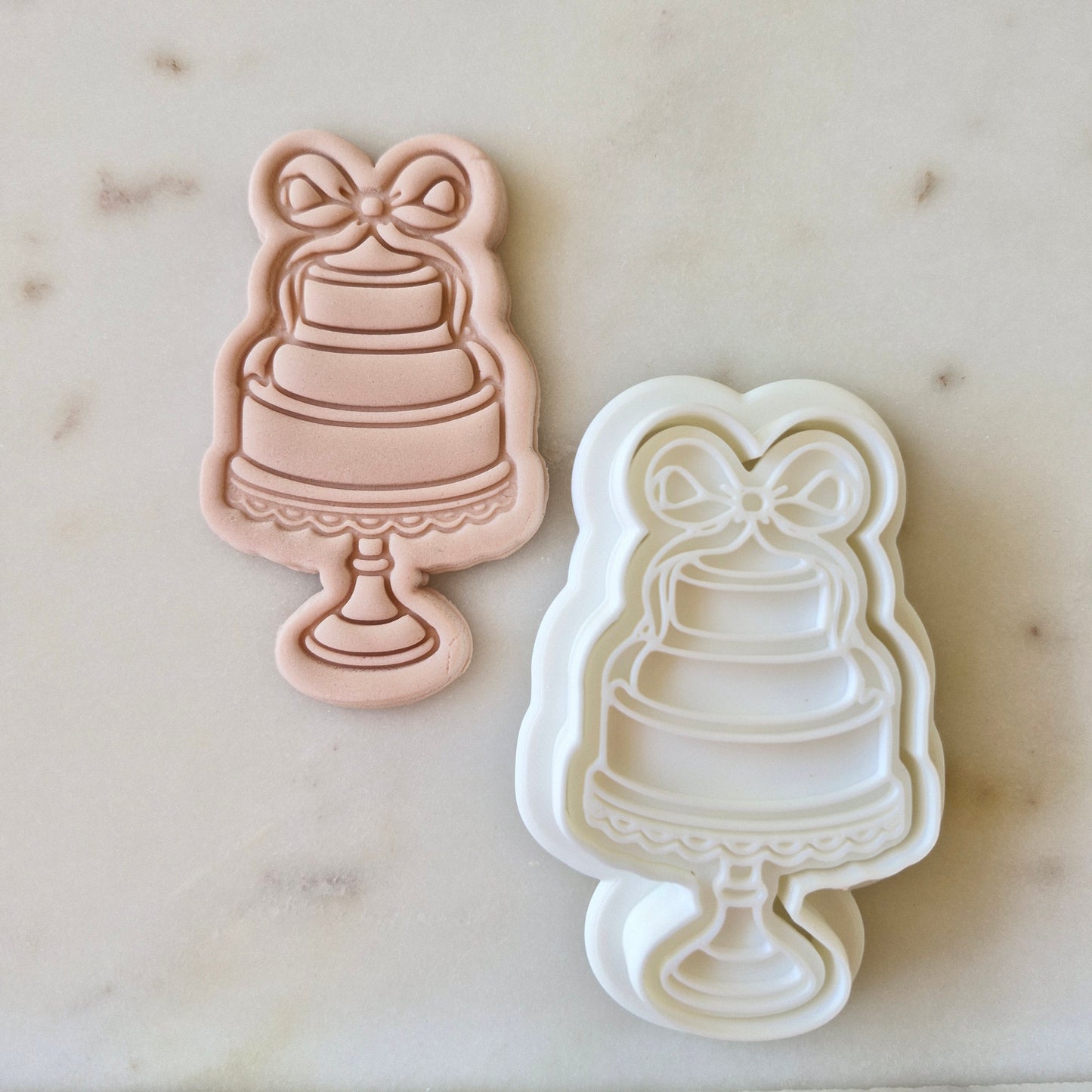 Coquette Tiered Cake Cookie Cutter and Stamp zoomed out