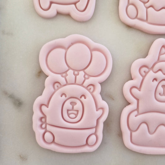 Capybara Set Cookie Cutter and Stamp with balloons Capybara Wrapped in Balloons Cookie Cutter and Stamp