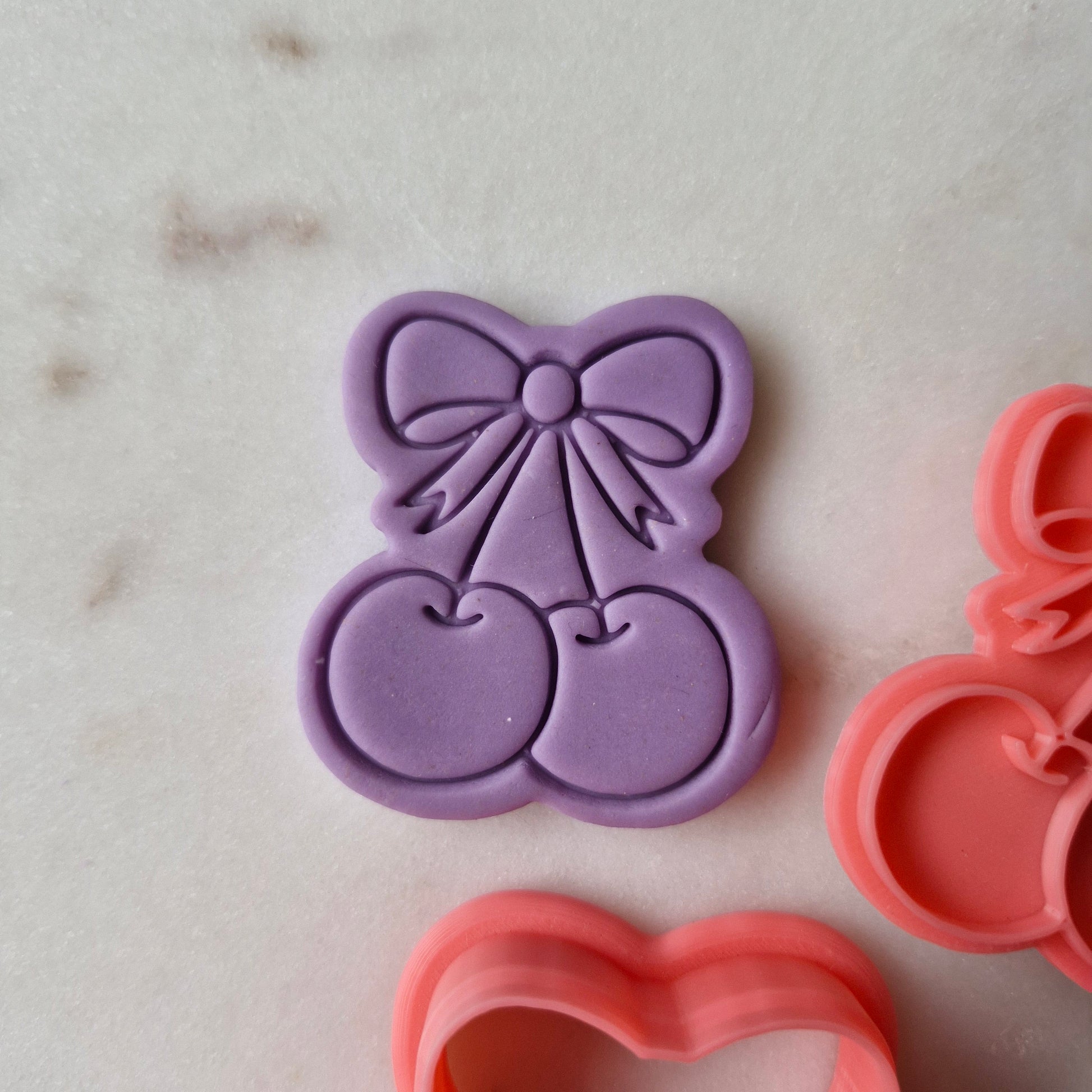 Cherries with Bow Cookie Cutter and Stamp zoomed in
