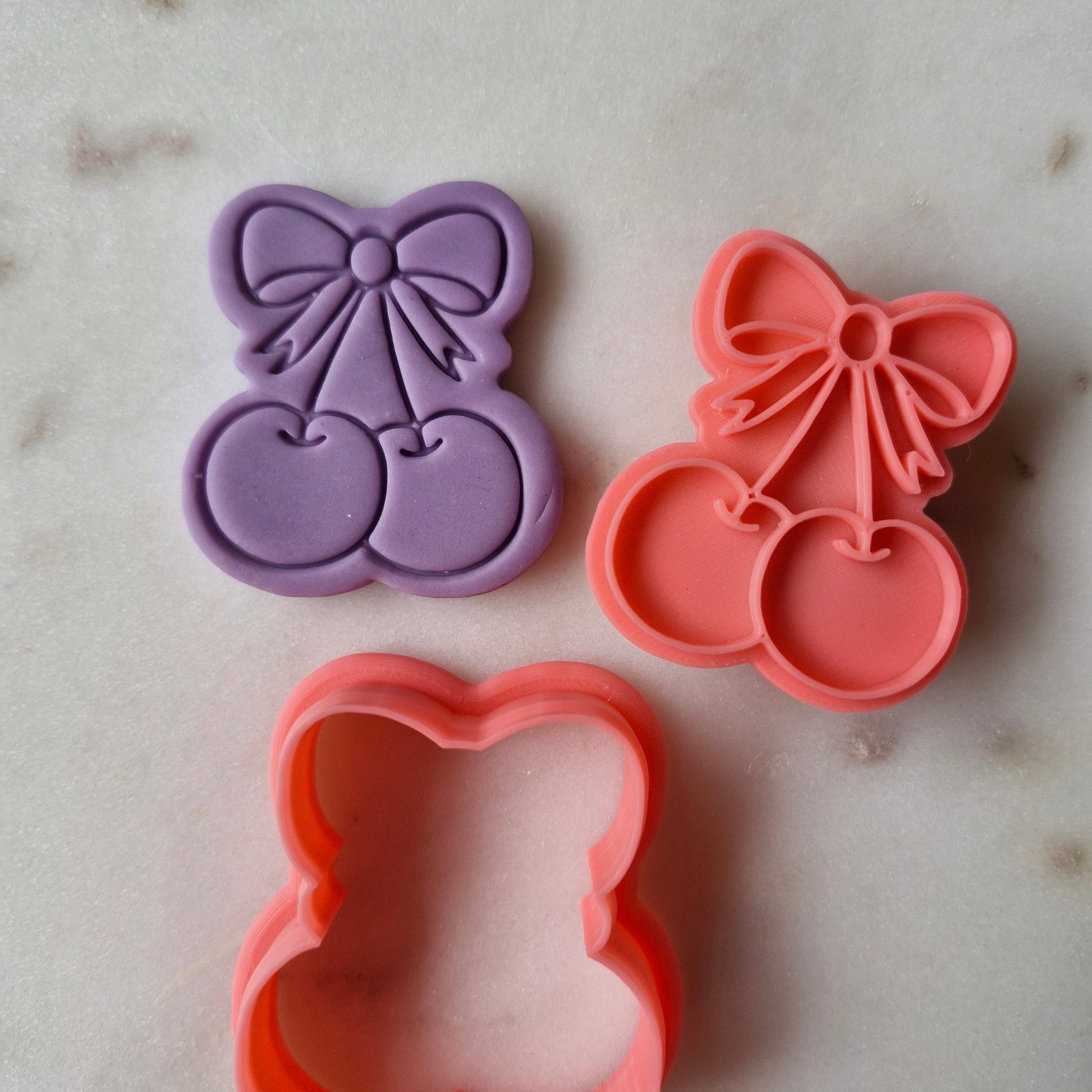 Cherries with Bow Cookie Cutter and Stamp zoomed out
