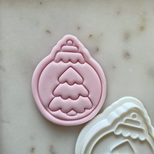 Christmas Tree Bauble Cookie Cutter and Stamp zoomed in