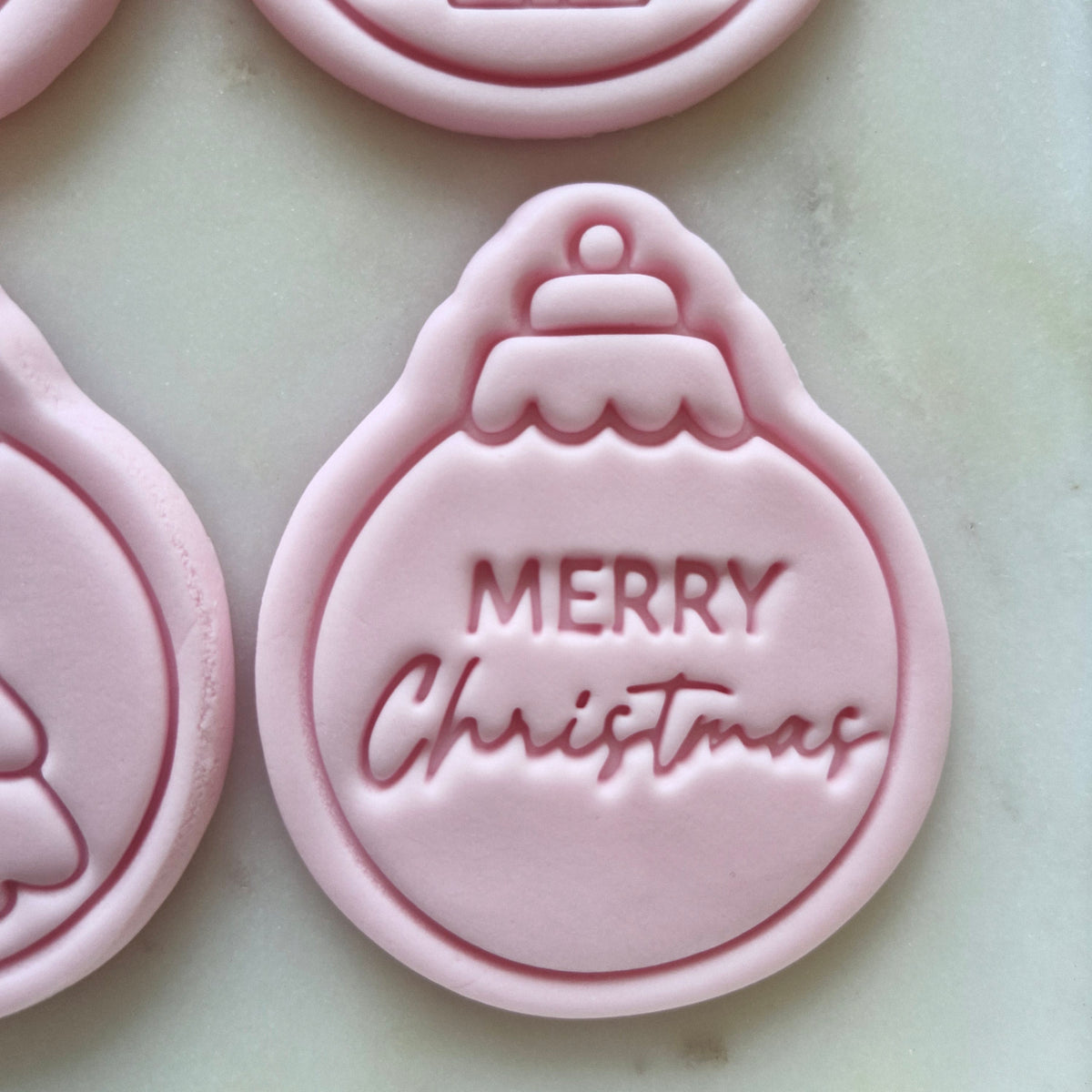 Christmas Bauble Set Cookie Cutter and Stamp merry christmas