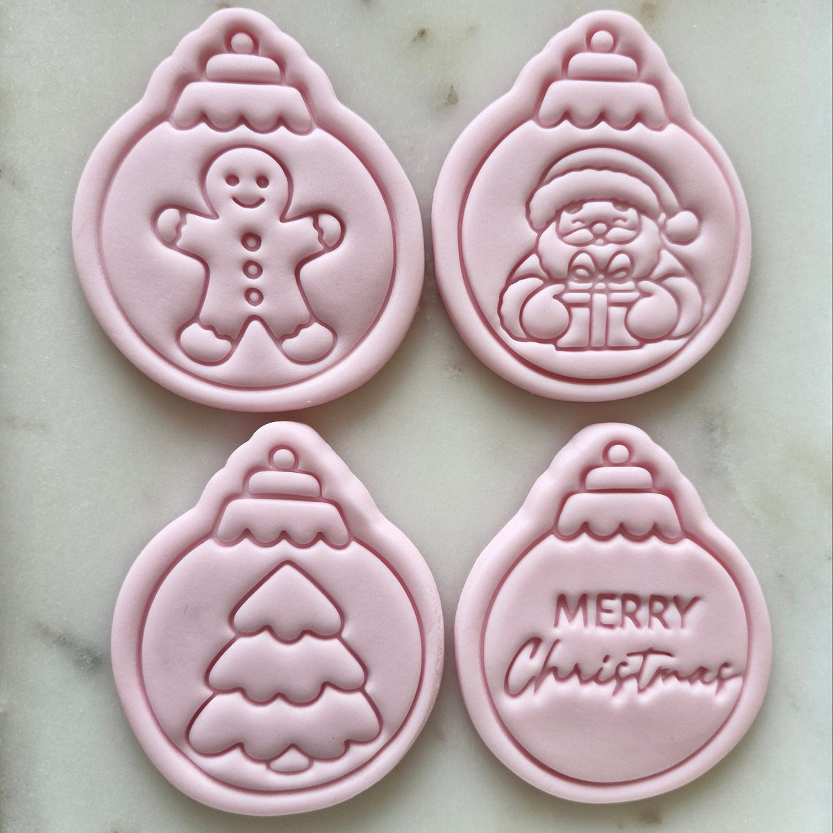 Christmas Bauble Set Cookie Cutter and Stamp set of 4