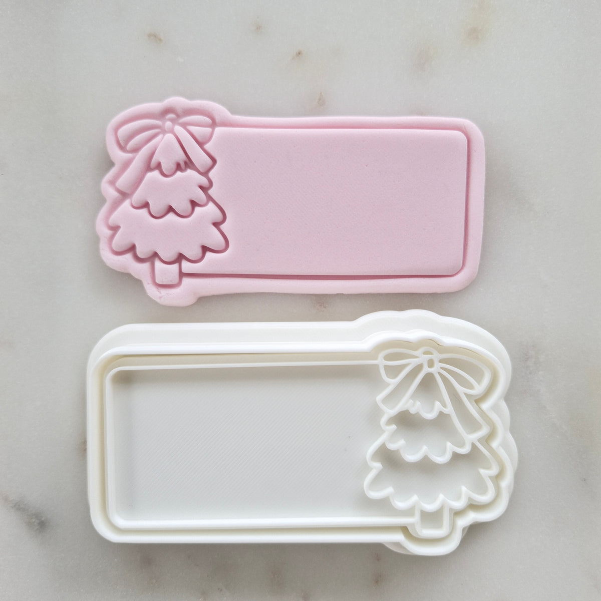 Christmas Coquette Tree Plaque Cookie Cutter and Stamp zoomed out
