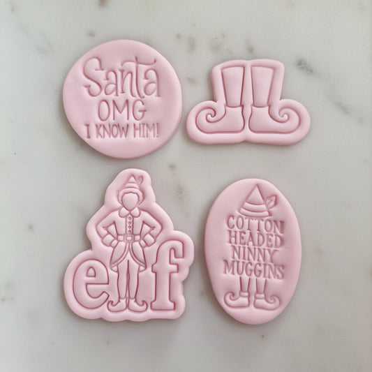 Christmas Elf Set Cookie Cutter and Stamp set of 4