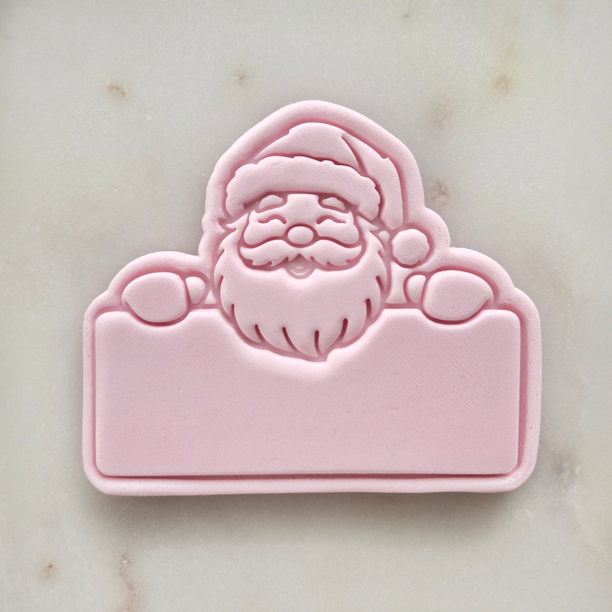 Santa Name Plaque Cookie Cutter and Stamp zoomed in