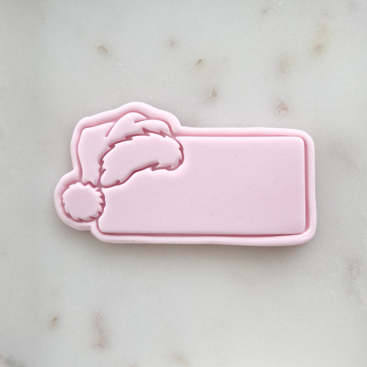 Santa Hat Plaque Cookie Cutter and Stamp zoomed in 