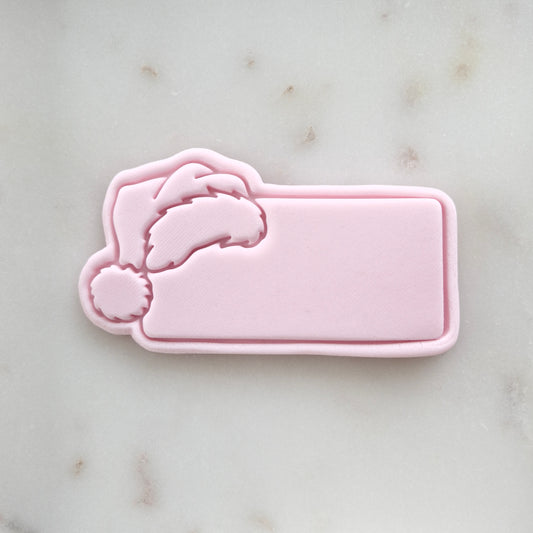 Santa Hat Plaque Cookie Cutter and Stamp zoomed in 