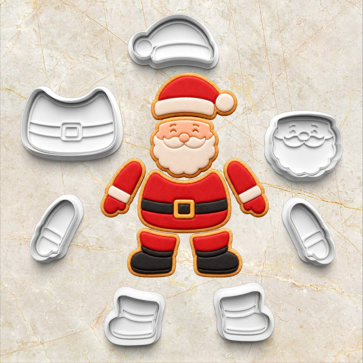 Christmas Santa Puzzle Set Cookie Cutter and Stamp puzzle pic with cookie