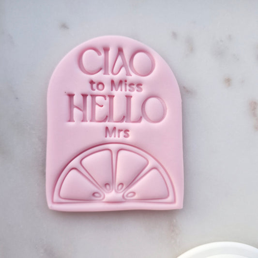 Ciao to Miss Hello to Mrs Cookie Cutter and Stamp zoomed in