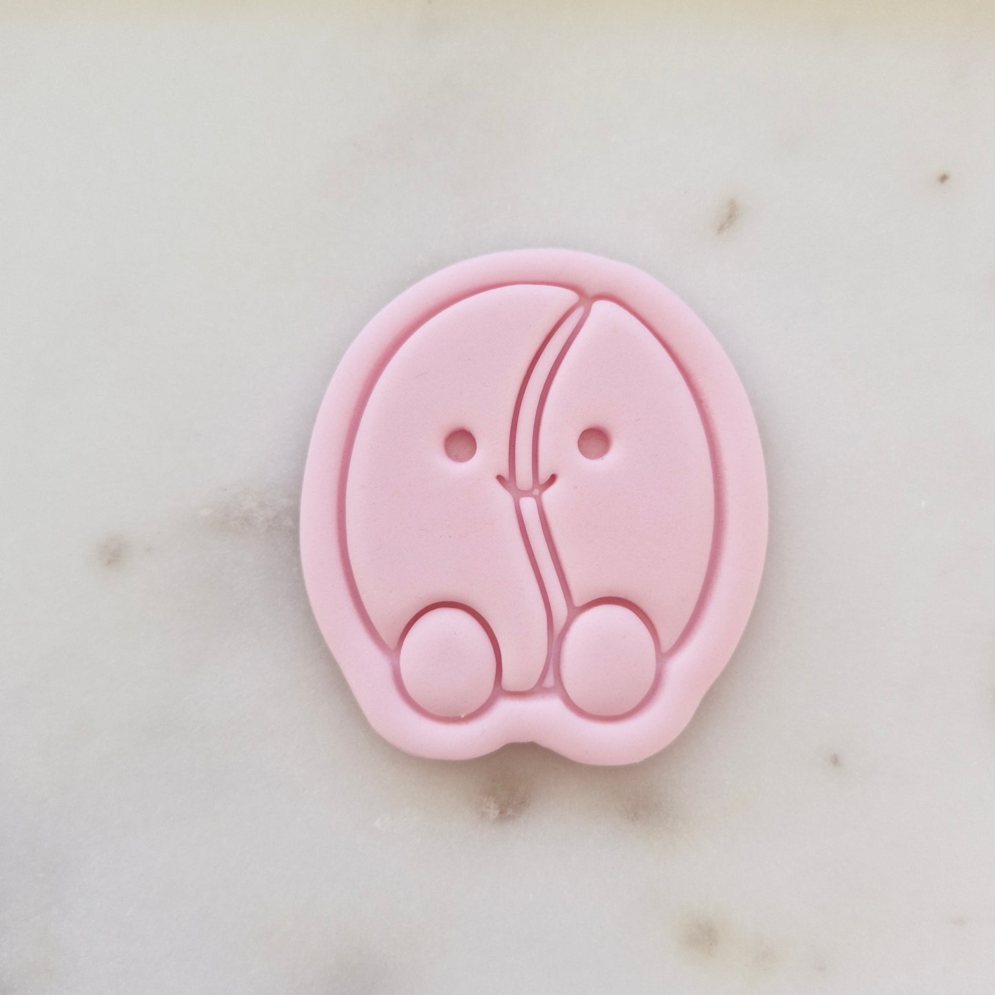 Croissant and Coffee Plush Cookie Cutter and Stamp Set COFFEE BEAN Coffee Bean Plush Cookie Cutter and Stamp zoomed in